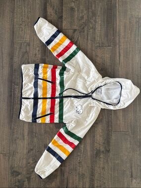 White Hooded HBC/Ivory Ella water resistant jacket